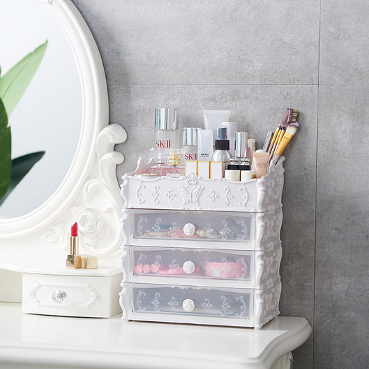 Transparent Makeup Organizer – Cosmetic Storage Box with Drawers for Desktop & Jewelry