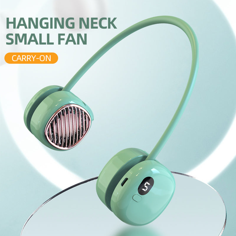 Portable Mini USB Rechargeable Neck Fan with Display