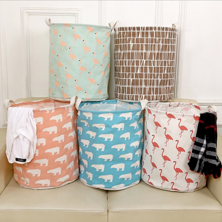 Foldable Cotton & Linen Laundry Basket – Dirty Clothes & Toy Storage