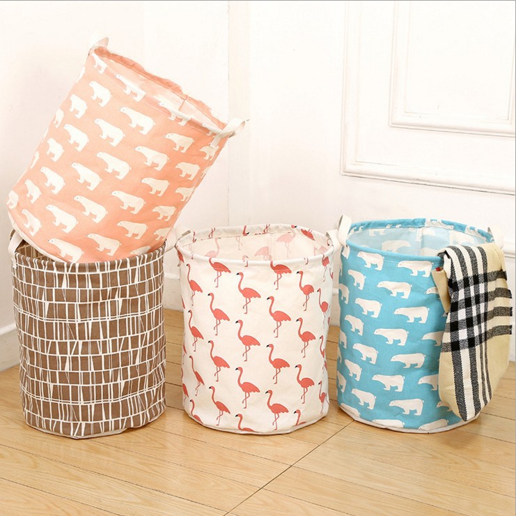 Foldable Cotton & Linen Laundry Basket – Dirty Clothes & Toy Storage