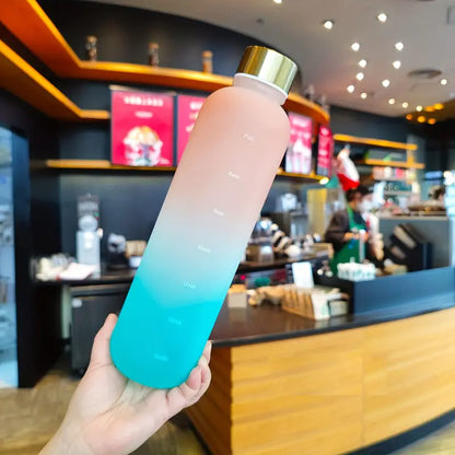 Gradient 1000ml Water Bottle with Time Marker for Hydration