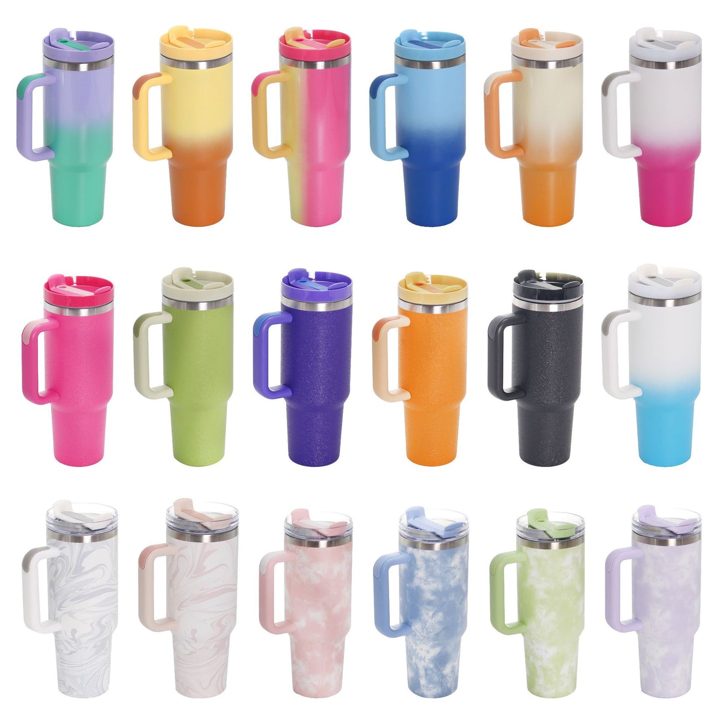 40oz Stainless Steel Travel Mug with Straw & Handle