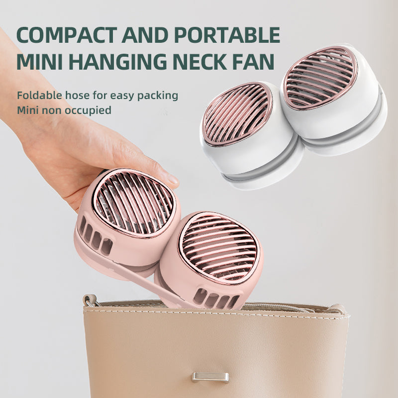 Portable Mini USB Rechargeable Neck Fan with Display