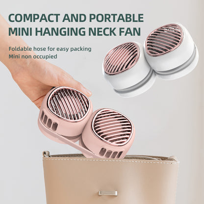 Portable Mini USB Rechargeable Neck Fan with Display