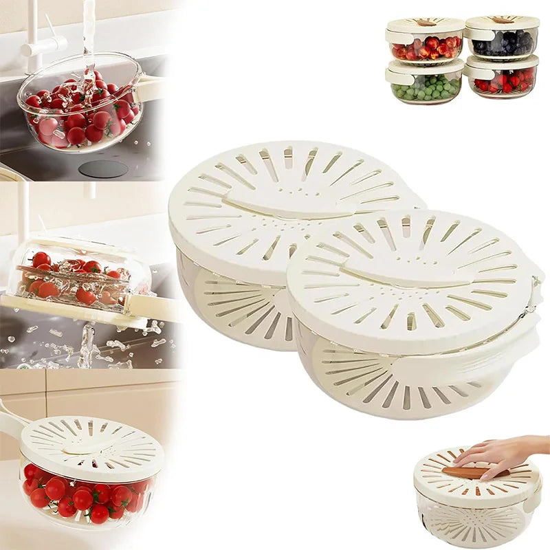 Foldable Fruit & Vegetable Washing Basket with Lid