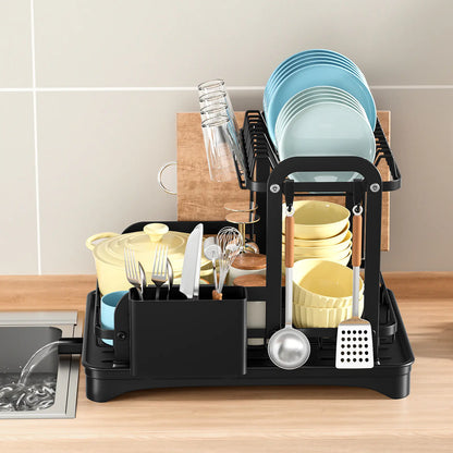 Narrow 2-Tier Kitchen Dish Rack – Bowl & Plate Storage Organizer