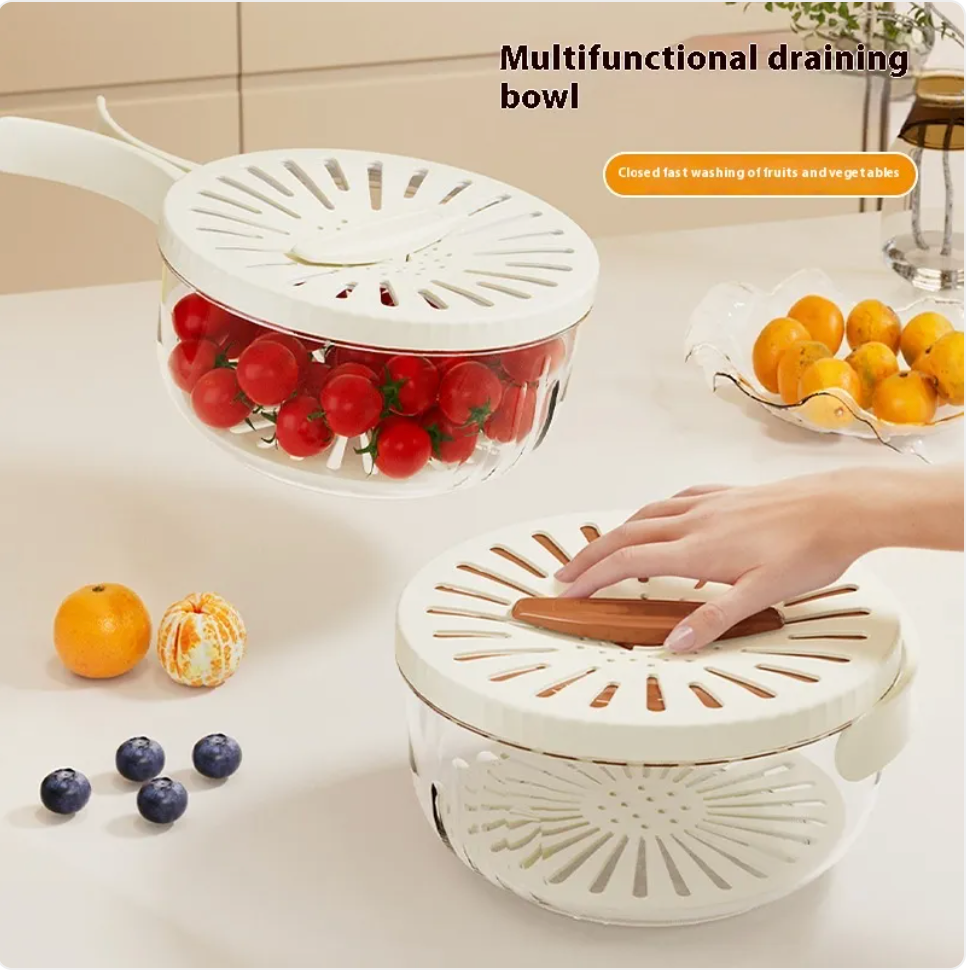 Foldable Fruit & Vegetable Washing Basket with Lid