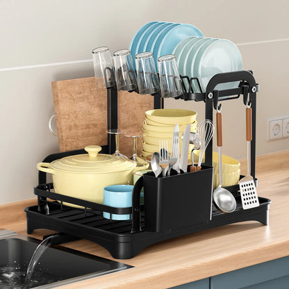 Narrow 2-Tier Kitchen Dish Rack – Bowl & Plate Storage Organizer