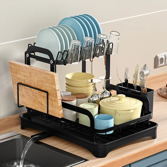 Narrow 2-Tier Kitchen Dish Rack – Bowl & Plate Storage Organizer